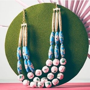 Anthropologie Painted Bead Bib Necklace
